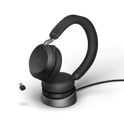Jabra Headset Evolve2 75 Duo MS Schwarz, USB-C, Inkl. Ladestation - Telefon Headsets