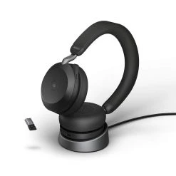 Jabra Headset Evolve2 75 Duo MS Schwarz, USB-A, Inkl. Ladestation - Telefon Headsets